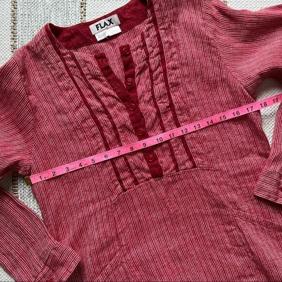 FLAX Red White Striped Long Sleeves Tunic Top Women’s Petite - Picture 6 of 8